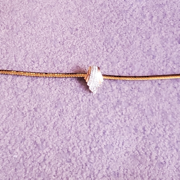 Women's yellow metal necklace with enhancer - Picture 2 of 2